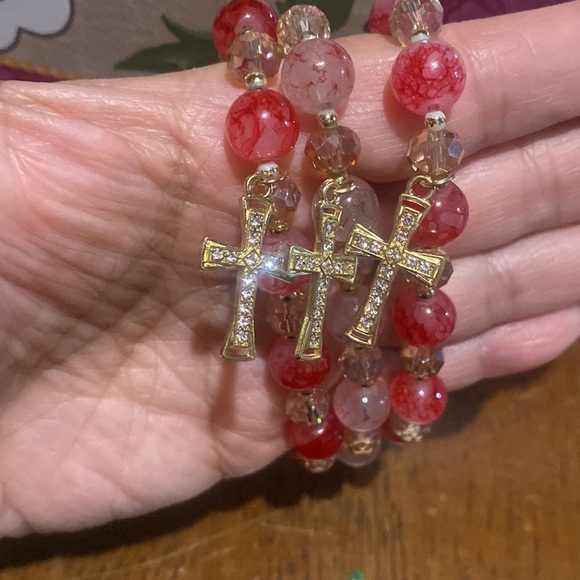 You pick ONE: I have 4 colors Beaded Bracelet with Gold Cross Charm. Pick one - Picture 12 of 12